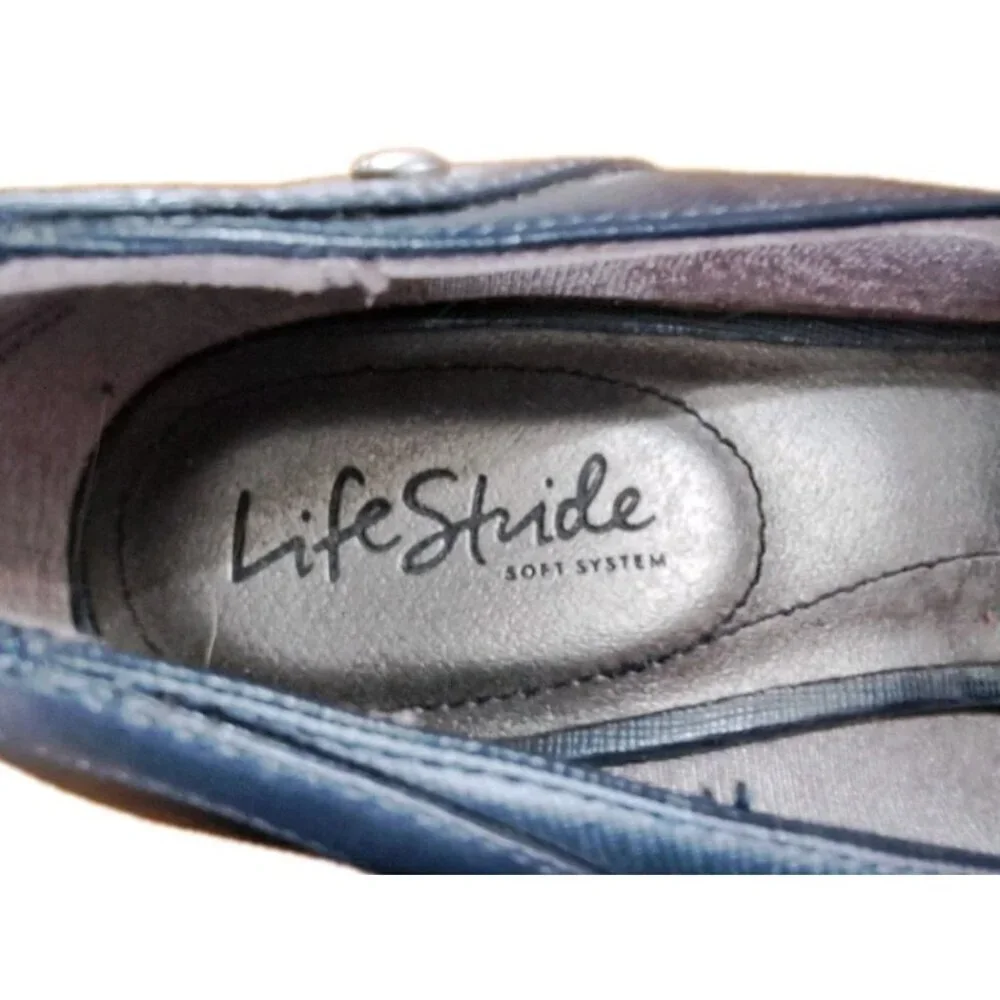 Life Stride Women's 11 Blue Wedge Vegan Leather Pumps New No Box No Tags